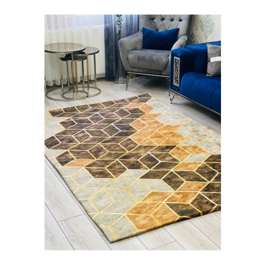 Colorful Velvet Carpet Cover With A Brown 3D Pattern