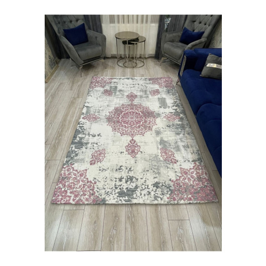 Gray Velvet Decorated Turkish Carpet Cover