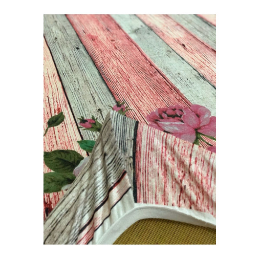 Pink Silk Turkish Rug Case With Wood Pattern