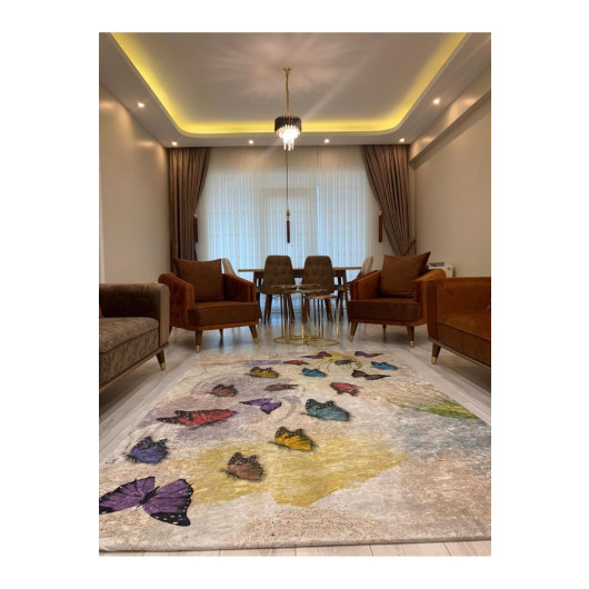Turkish Rug Cover With Colorful Silk Butterflies
