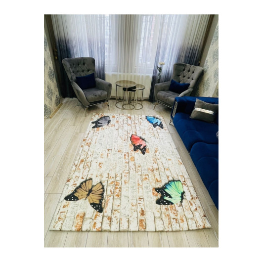 Silk Carpet Cover With Tiles And Butterflies