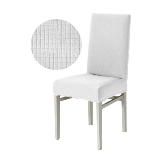 White Checkered Chair Cover With Elastic