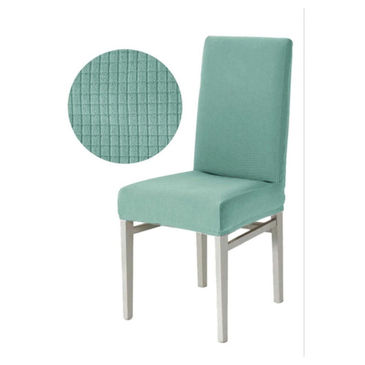 Elasticated Turquoise Check Pattern Chair Cover With Elastic