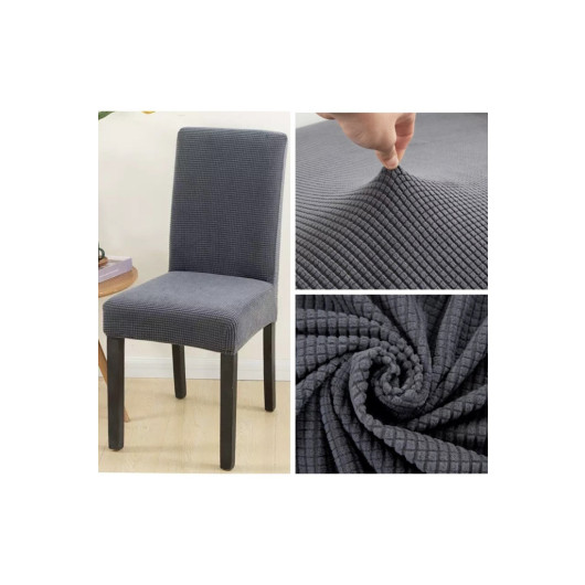 Elastic Gray Check Pattern Chair Cover With Elastic