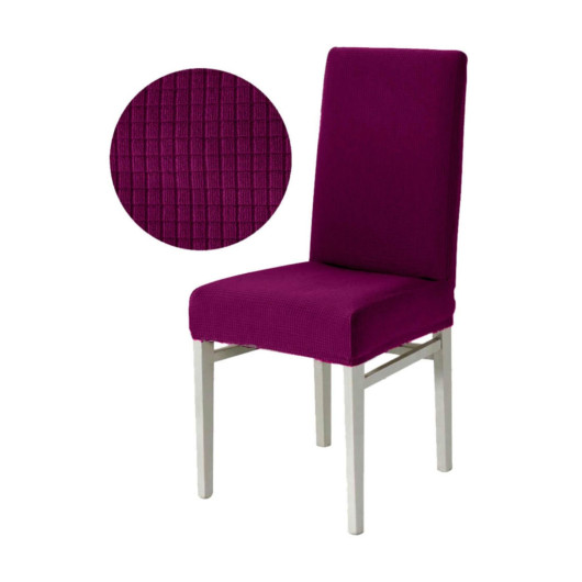 Elasticated Burgundy Check Pattern Chair Cover With Elastic