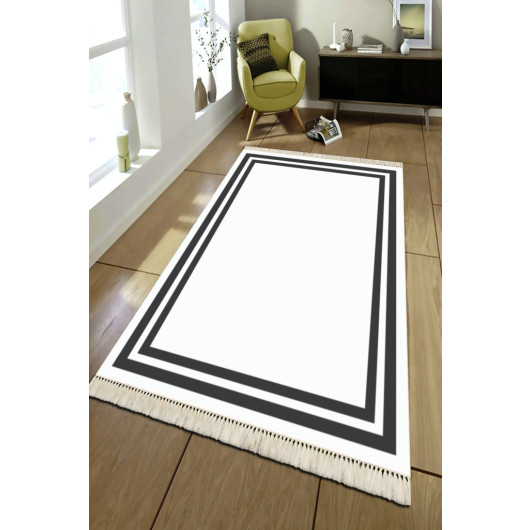 Modern White Office Carpet With Black Stripes