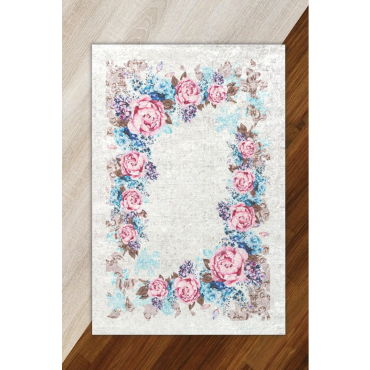 Blue And Pink Turkish Zoliya Embossed With A Floral Pattern