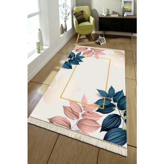 Light Pink Office Carpet With Leaf Pattern