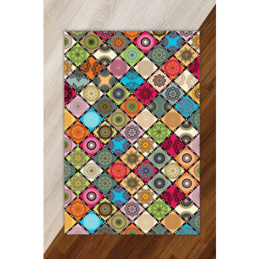 Colorful Living Room Rug With Various Decorations