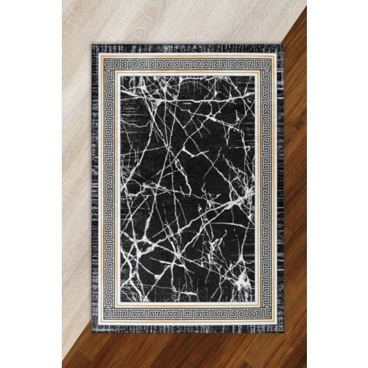 Black Carpet With Marble Pattern With White Frame