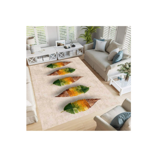 Living Room Carpet With A Colorful Tree Leaves Pattern