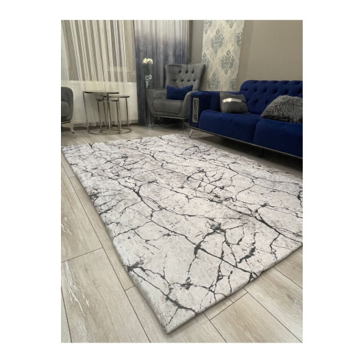 Gray Carpet Cover With A Velor Marble Pattern