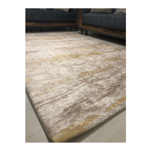Silky Gold Colored Turkish Rug Cover