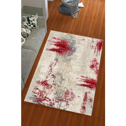 Modern Red And Gray Velor Carpet Cover