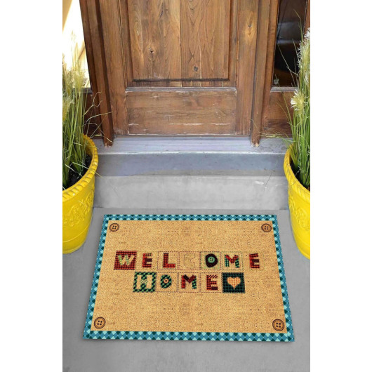 Doormat With Stone Figures And Welcome Text