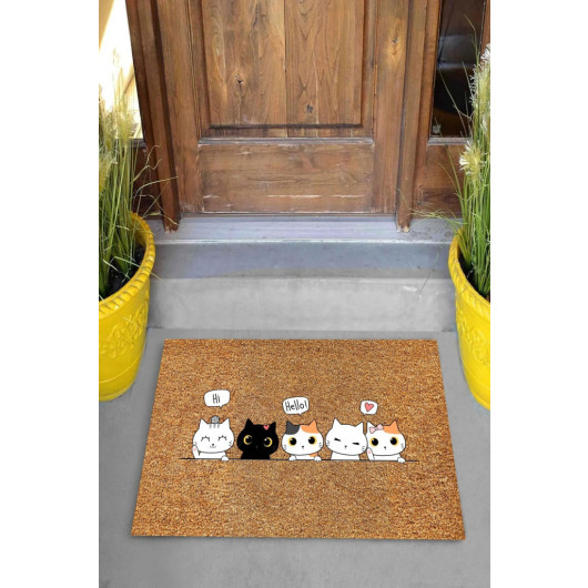 Doormat With Hi Hello Written By Cute Kittens