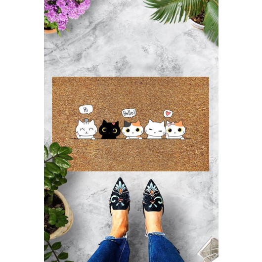 Doormat With Hi Hello Written By Cute Kittens