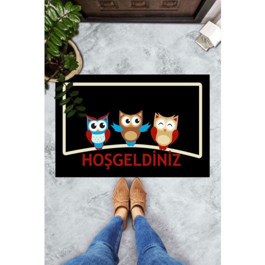 Sweet Owls' Doormat With Welcome Figure