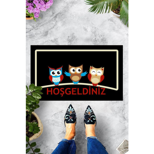 Sweet Owls' Doormat With Welcome Figure