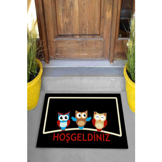 Sweet Owls' Doormat With Welcome Figure