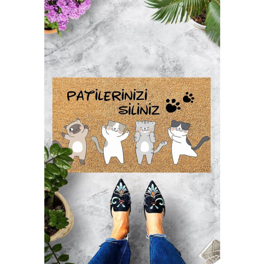 Sweet Kittens Doormat With Wipe Your Paws Warning