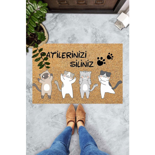 Sweet Kittens Doormat With Wipe Your Paws Warning