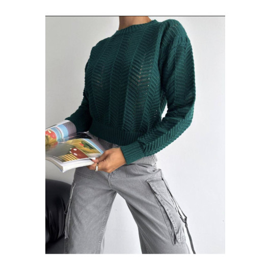 Womens Green Acrylic Knit Sweater Standard Size