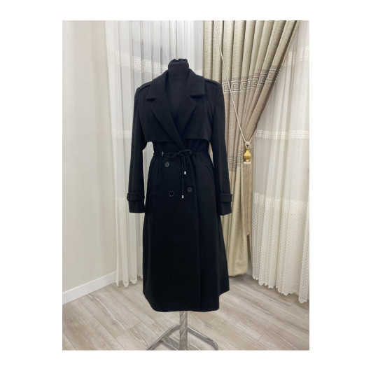 Womens Black Cashmere Coat Size 42