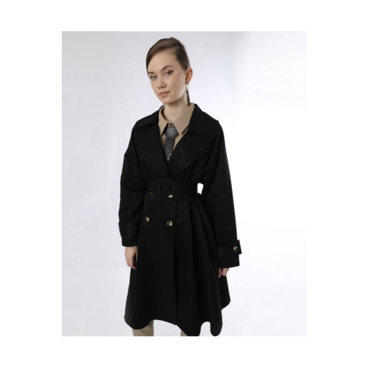 Womens Black Trench Coat, Size 2