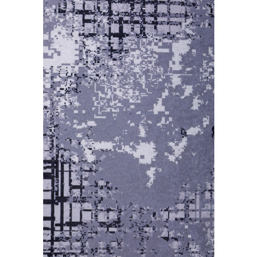 Gray Black Fringeless Digital Printed Round Washable Decorative Carpet