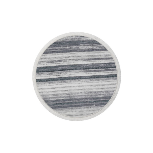 Gray Fringed Digital Round Carpet Non Slip Washable 100X100