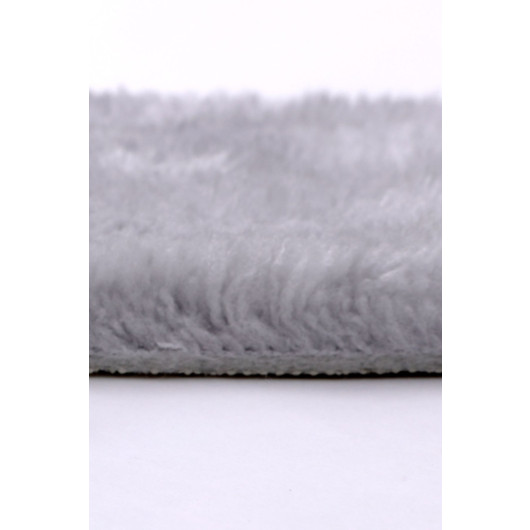 Light Gray Shaped Hide Woven Carpet Plush Rabbit Fur Feeling Antibacterial