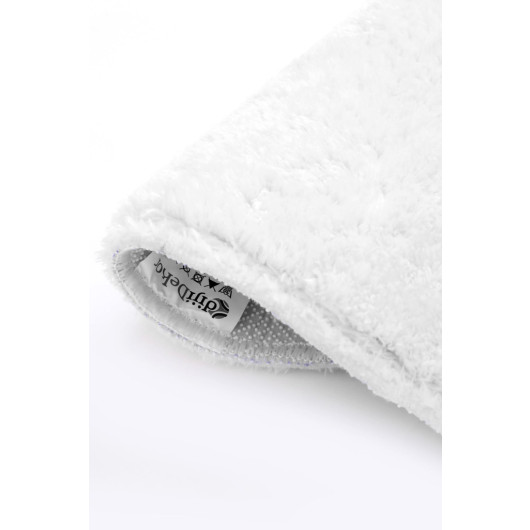 White Round Fleece Woven Carpet Plush Soft Anti Slip Antibacterial