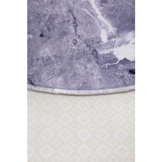 Gray Fringeless Digital Printed Round Washable Carpet