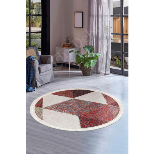 Multi Fringed Digital Round Carpet Non Slip Washable Living Room Carpet