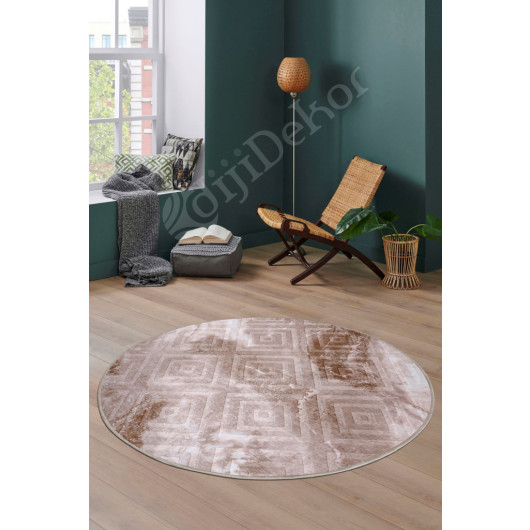 Round Fringeless Washable Non Slip Living Room Carpet Kitchen Carpet