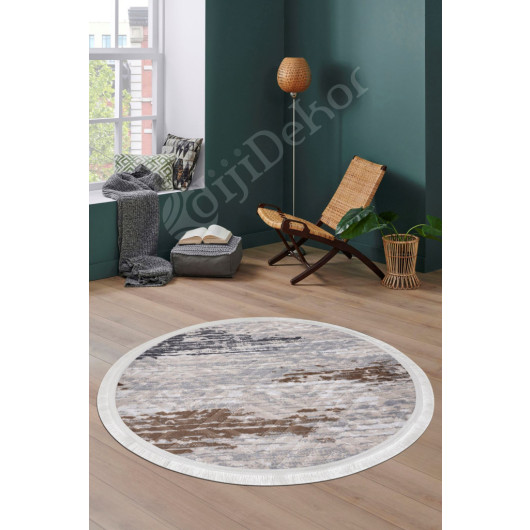 Round Fringed Washable Non Slip Living Room Carpet Kitchen Carpet