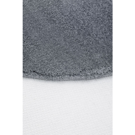 Dark Gray Plum Round Hide Woven Carpet Plush Rabbit Fur Feeling Antibacterial