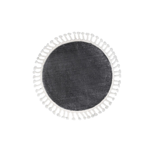 Dark Gray Round Hide Woven Carpet Tufted Plush Carpet Antibacterial