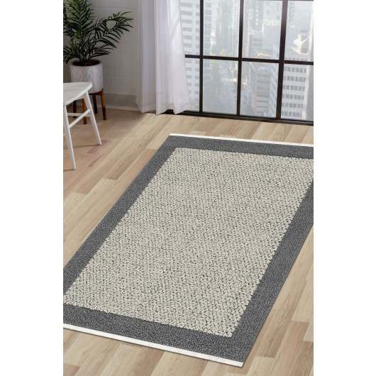 Gray Cream Fringed Digital Carpet Curl Appearance Room Living Room Carpet