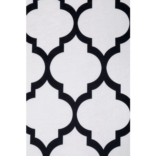 Spade White Fringeless Digital Printed Round Washable Carpet 100X100