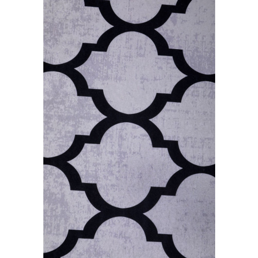 Spade Gray Fringeless Digital Printed Round Washable Carpet