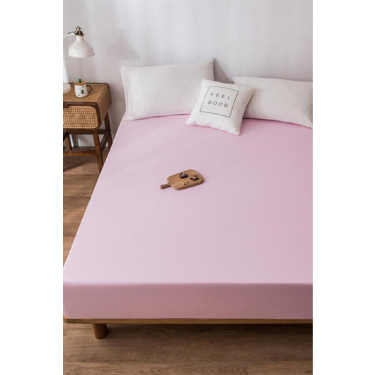 Single Elastic Combed Cotton Bed Sheet Cotton Pink