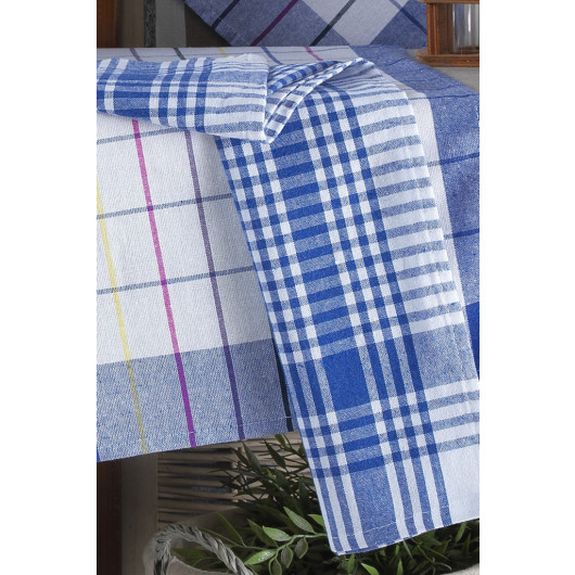Towel Set German Napkin 50X70 Cm Cotton Checkered Blue