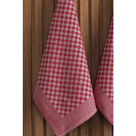 5 Pack Red Kitchen Napkin Checkerboard Patterned Cotton