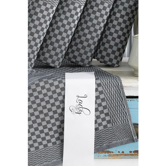 5 Pack Black Kitchen Napkin Checkerboard Patterned Cotton