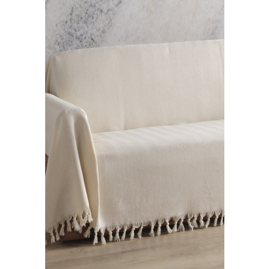 Full Turkish Natural Cotton Creamy Light Sofa Cover