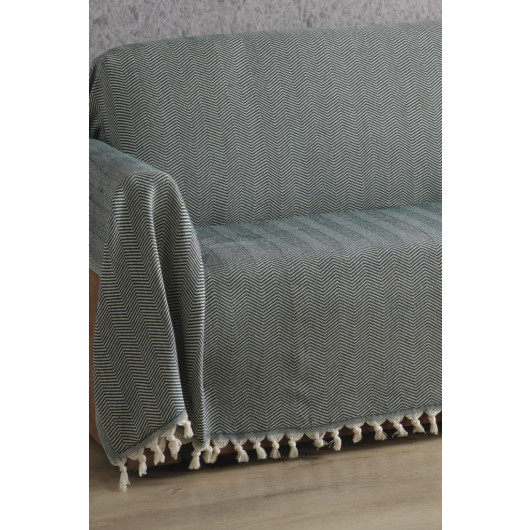 Natural Sofa Cover Green Covering The Arms 180X300