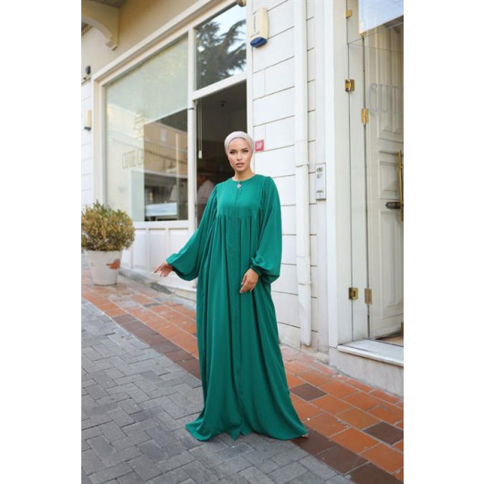 Balloon Sleeve Oversized Abaya Emerald