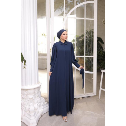 Hidden Button Ababia Navy Blue